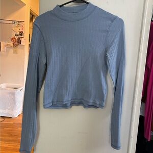 Blue Mock Neck Top